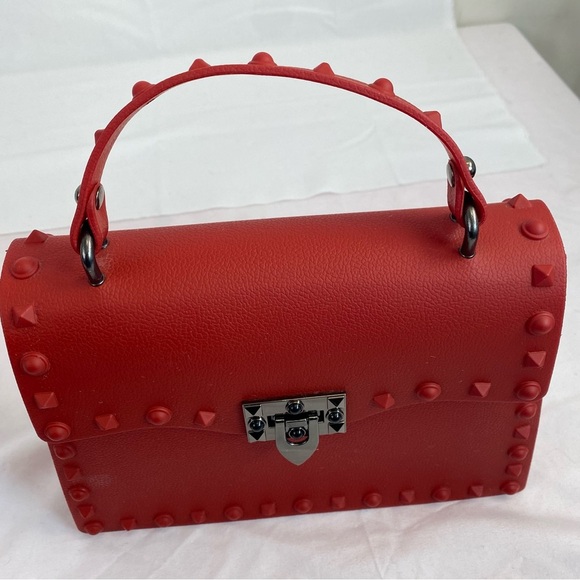 Red Silicone Studded Crossbody Bag - Picture 9 of 9